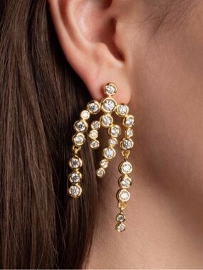 NEW ALEXIS BITTAR Asterales Gold C Z Chandelier Earring CZ JN11 JL22